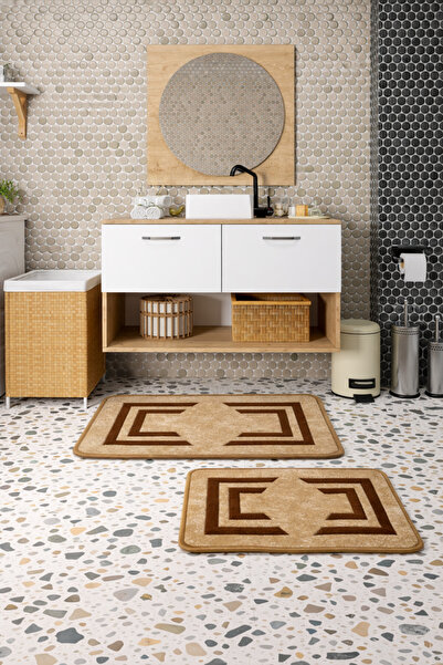 SERINA HOME Σετ 2 αντιολισθητικά πατάκια μπάνιου PARIS, 100×60 cm – 60×40 cm,...