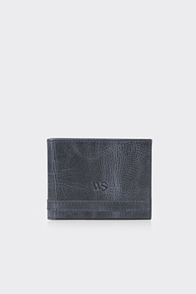 White Stone Navy Blue Premium Horizontal Leather Men's Wallet