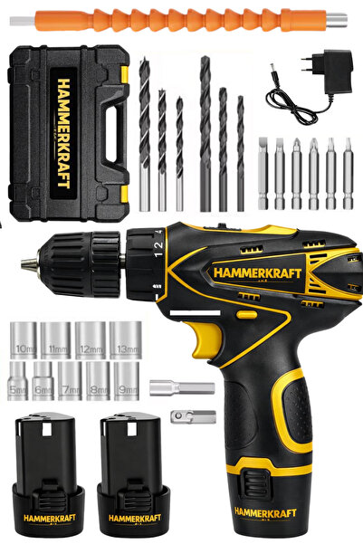 HAMMERKRAFT 24 Parça Uç Setli 18 Kademe Tork Ayarlı Armut Model Çift Batarya ...