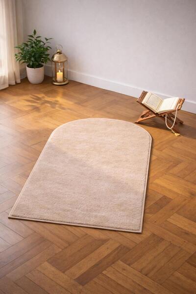 BESELY Bej Yumuşak Kaymaz Taban Yıkanabilir Hediyelik Seccade Günlük Diz Ağrı...