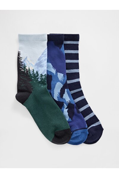 GAP Erkek Çocuk Çok Renkli Crew Çorap (3’lü)