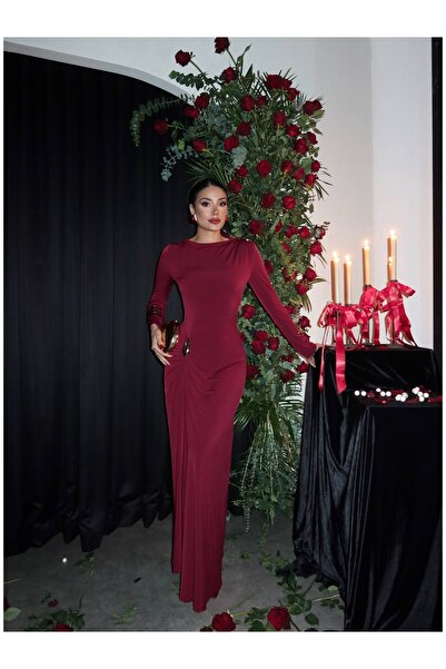 ESRAHELVACI Μακρύ φόρεμα με κορδόνι και λεπτομέρεια με κουμπώματα