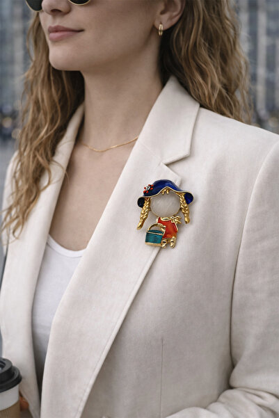 Modex Kız Çocuğu Figürlü Renkli Broş (4cm)