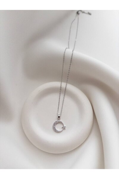Minne Jewelry-Accessory Moon and Star Necklace - Steel Moon and Star Necklace - Starry Moon Necklace - Steel Moon and Star Necklace