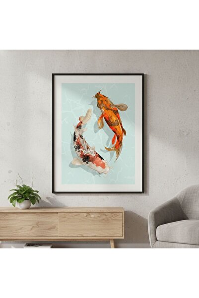 Bolvyra Modern Koi Balığı Tablo - Çerçevesiz Duvar Dekoru - Feng Shui Temalı ...