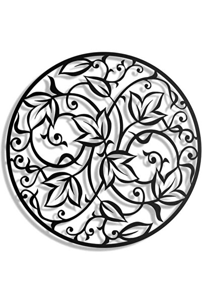 Mirfa لوحة جدارية خشبية بقاعدة ذاتية اللصق - أسود (أوراق الشجر والكروم في شكل...