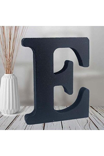 Mirfa شرائح حروف خشبية مزخرفة قائمة بذاتها - أسود - 6 بوصات (E)