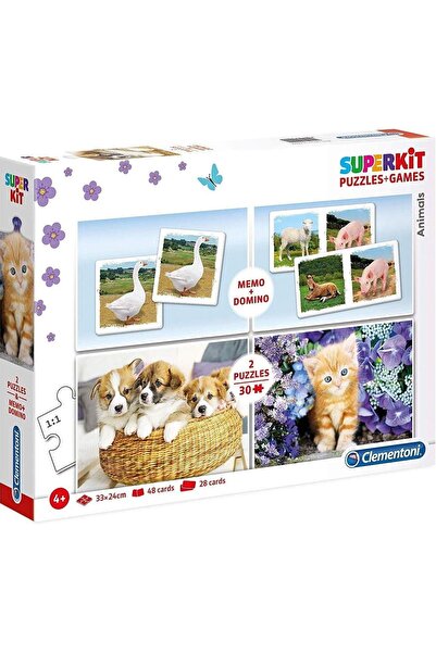 CLEMENTONI , SuperKit, Animals, Puzzle, Unisex, 4+ years, 2 x 30 + 48 + 28 pcs