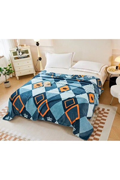 FIONNA.RO Cocolino Blanket Medium Thickness 200x230cm - Orange and Royal Blue