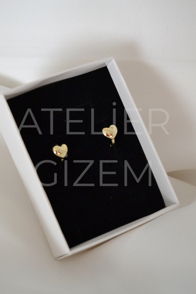 ATELİER GİZEM Kararmaz antialerjik gold çelik çocuk küpesi