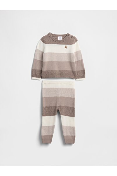 GAP Bebek Kahverengi CashSoft Stripe Triko Outfit Set