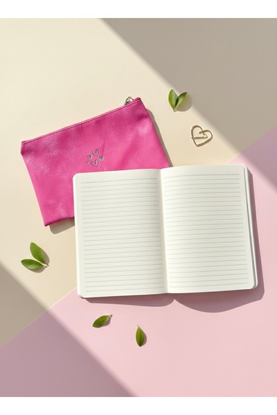 Lizy Sevgililer Günü Özel Set | Esnek Suni Deri Kapaklı Not Defteri & Makyaj ...