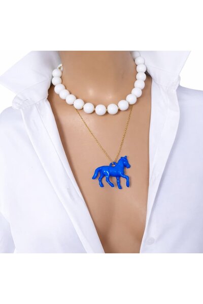 Sinem Şanlı Atelier Colorful Acrylic Beads & Steel Chain Double Necklace Set ...