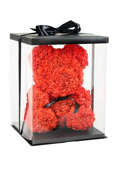 FGO Teddy bear made of red foam roses 25 cm + box