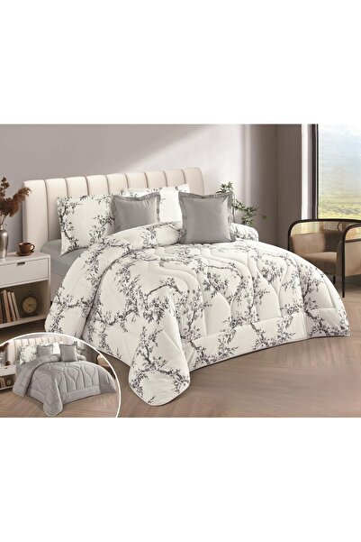 NAJMA Double bed sheet with a floral design, duvet with microfiber filling, s...