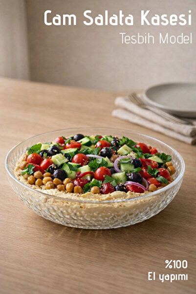 Nandy Home El Yapımı Cam, Büyük Boy Tesbih Model Salata Kasesi - Bowl Kasesi