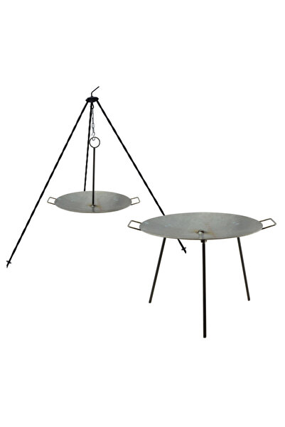 Perfect Home Disc pentru gratar, metalic, cu picioare si agatator, 48.7x32 cm,