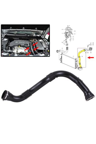 MARRGOS Insignia 1.6 Cdti Motor Uyumlu Turbo İntercooler Hortumu Radyatör Alt...