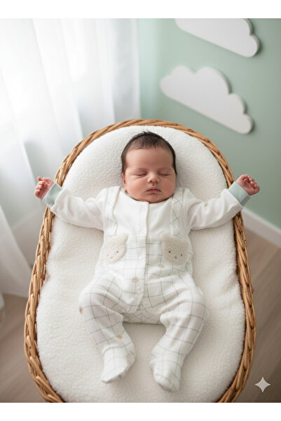 Gaye Bebe %100 Pamuk, Yumuşak dokulu,Ayılı,Kareli yenidoğan, erkek bebek tulum