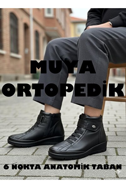 Neco Muya Genuine Leather Mother Boots, Orthopedic Sole, Easy to Wear, 6-Poin...