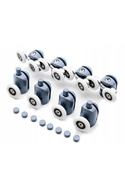 Selgot Set of 8 Double Shower Cabin Rollers with Bearings, Gray