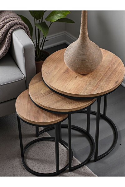 SEDAŞ LIVING UNITS Açık Ceviz Suntalam SİYAH METAL SEHPA zigon-sedaş-living-u...