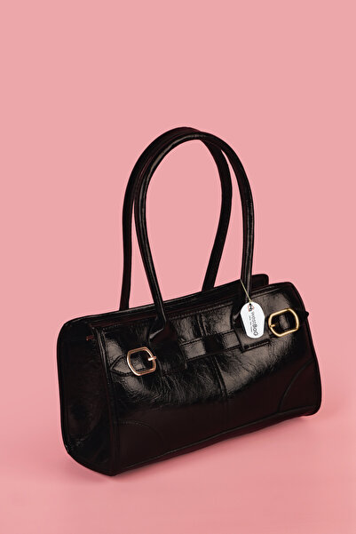 westbag Vintage Patent Leather Belted Baguette Bag