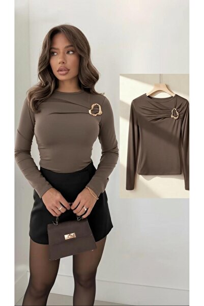 peri tower New Product Women's Sandy Long Sleeve Blouse with Buckle Chest Det...