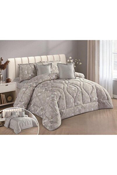 NAJMA Double bed sheet with a floral design, duvet with microfiber filling, s...