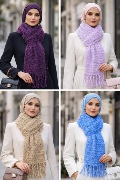 sifu tekstil Women's Purple Colorful Soft Textured Winter Shawl – Stylish Winter Scarf