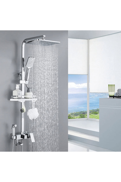 OEM HydroSpray Shower and Bathtub Column, 4 Functions, Wall Mount, Chrome Silver