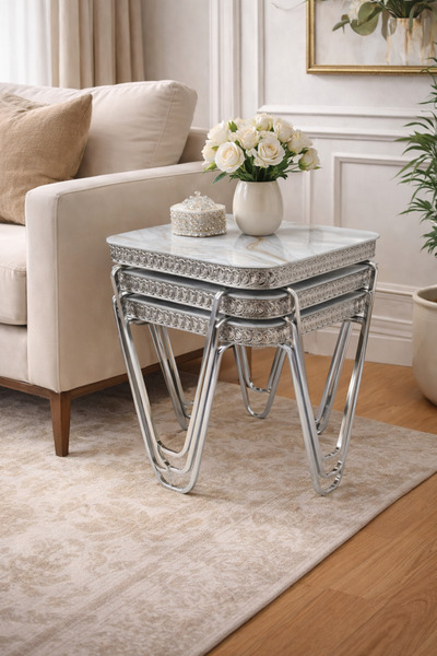 Bygolden Aureum Lüx 3'lü zigon sehpa