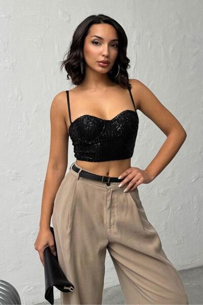 CKM MODA Noirlace lace-up bustier black