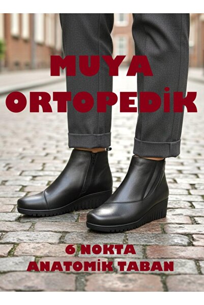 Neco Muya Genuine Leather Mother Boots, Orthopedic Sole, Easy to Wear, 6-Poin...