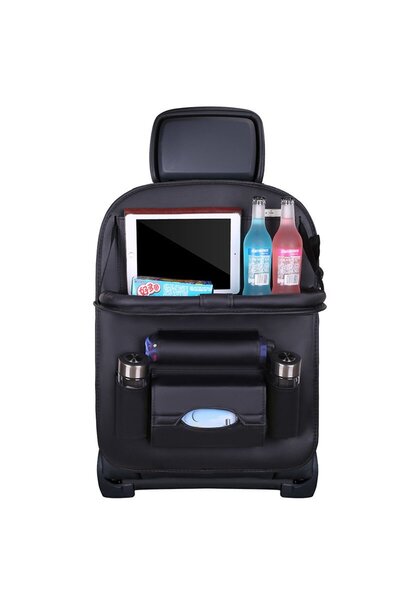 OEM Foldable Car Seat Organizer, Eco Leather, Black, Universal Fit