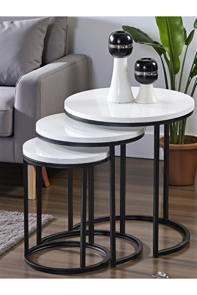 SEDAŞ LIVING UNITS Beyaz Suntalam SİYAH METAL SEHPA zigon-sedaş-living-units-...