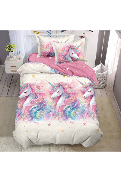 OEM Lenjerie de pat cu elastic pentru pat de 1 persoana, 4 piese, Finet, DREA...