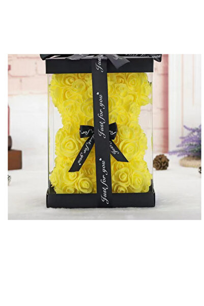 FRAAS Teddy bear made of yellow foam roses 25 cm + box