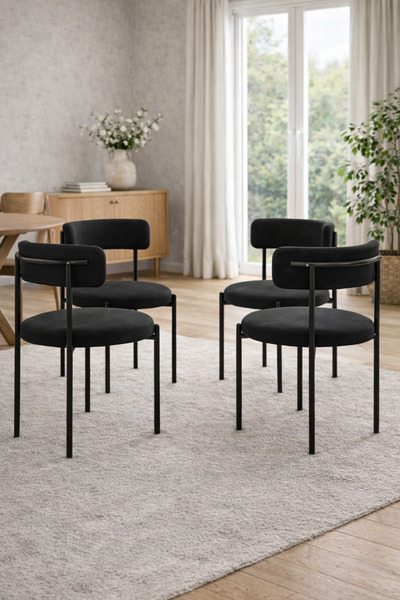 TodekHome Capri 4 Kişilik Teddy Sandalye Takımı - Modern Metal Ayaklı Mutfak ...