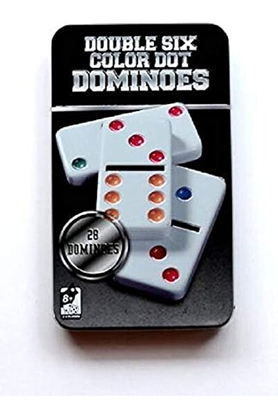 Generic Double 6 Color Dot Dominoes with Metal Tin Case - Set of 28