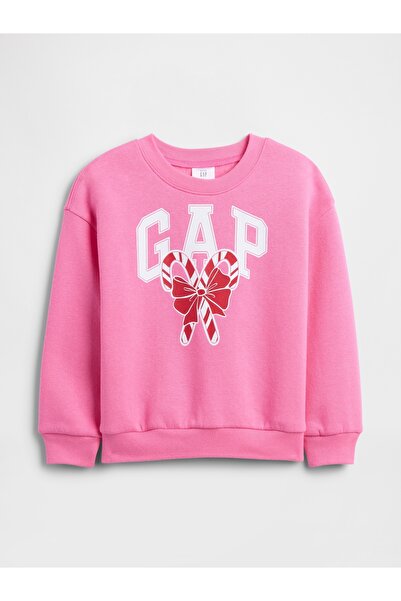 GAP Kız Bebek Pembe Grafik Baskılı Sweatshirt