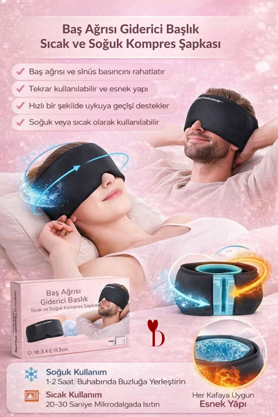 Dami Beauty Baş Ağrısı ve Giderici Sıcak Soğuk Kompres Jel Buz Maskesi - Uyku...