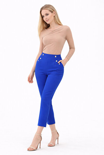 HANIMCA GİYİM Very Stylish Seasonal Pants with Side Pockets and Button Detail