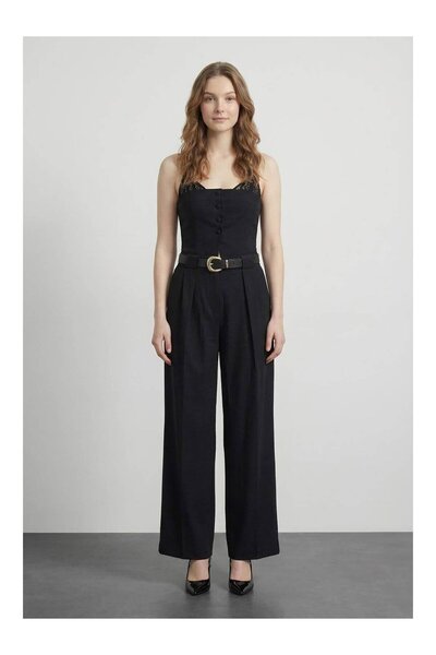 Coral Dantel Askılı Bluz Blz01412 Siyah