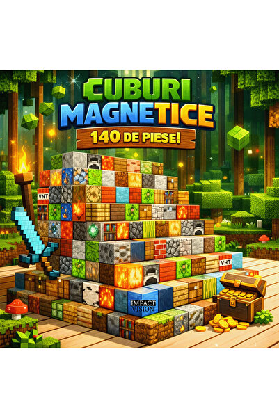 Impact Vision Set de constructie magnetic Minecraft 140 piese Impact Vision®,...