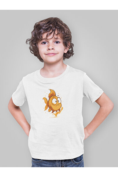 MG Fish Printed Cotton Crewneck Short Sleeve T-Shirt for Boys