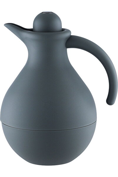 AZOZ MERCHLY Thermos, 1 Liter, Glass Interior, Push-Button Lid - Dark Gray