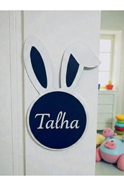 MK butik Kişiye özel Bebek ve Çocuk odasi Tavşan model Kasnak kapi süsü