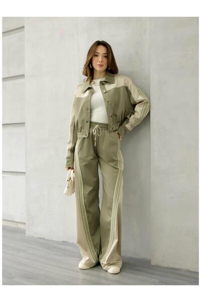 Coral Kolları Şeritli Yakalı Ceket Ckt01592 Haki