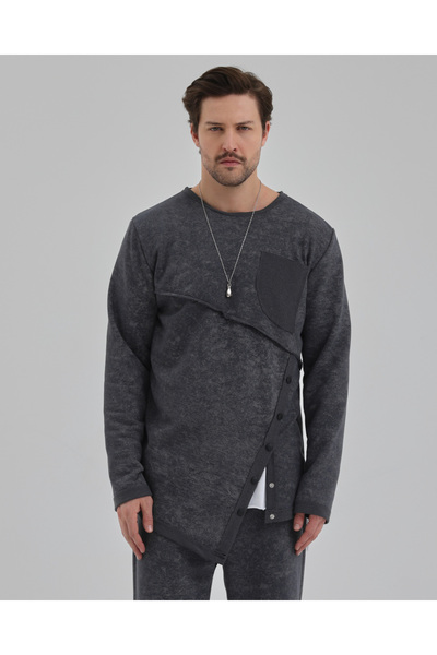 BABBOSS 2 Thread Long Sleeve Asymmetrical Sweatshirt